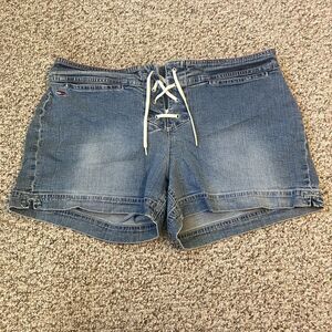 Tommy Hilfiger Jeans Womens Denim Short Shorts Size 17 Y2K Lace Up Vintage Jean